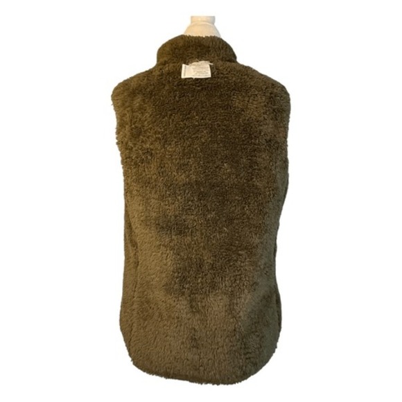 Tweeds Quilted Puffer Vest Chocolate Brown Sherpa Fleece Reversible Sleeveless S - Picture 5 of 8
